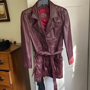 Vintage Burgundy Brown Leather Jacket Small